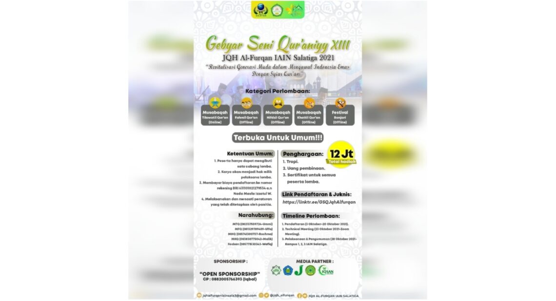 Transformasikan Nilai Qur’an, JQH Al-Furqon IAIN Salatiga Gelar Gebyar Seni Qur’ani
