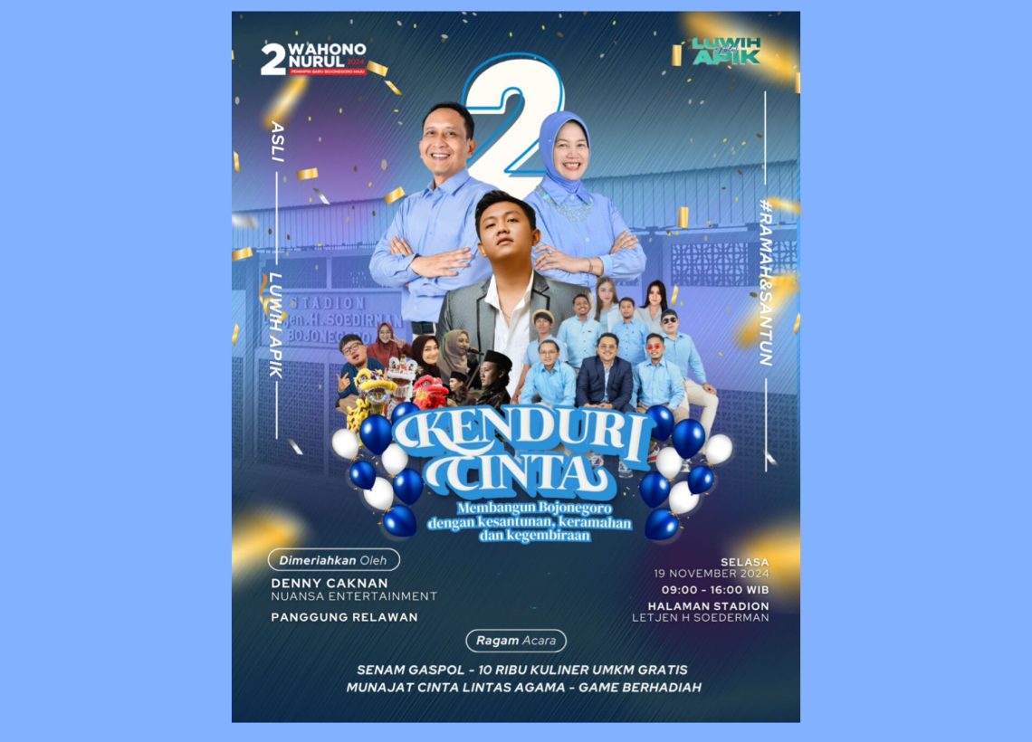 Kenduri Cinta WaNur Hadirkan Denny Caknan dan Sediakan Kuliner Gratis 10.000 Porsi