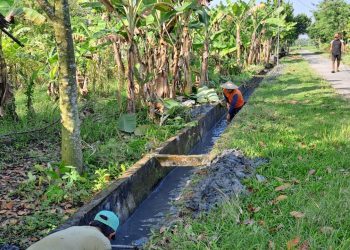 Pelancar Aliran Air Selokan, Warga Ngantulan Lakukan Kerja Bakti